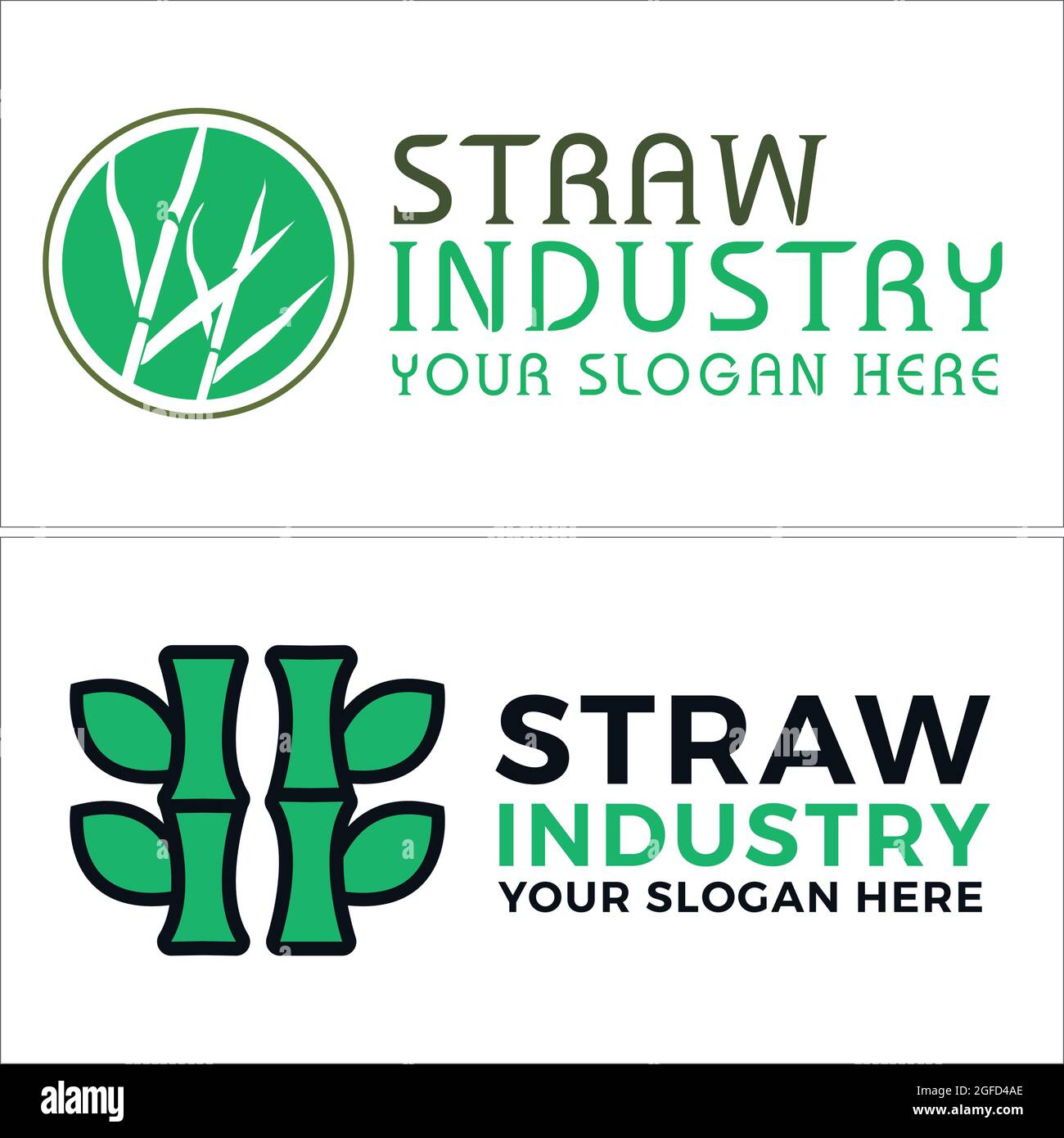 Vector logo with green bamboo natural Stock Vector