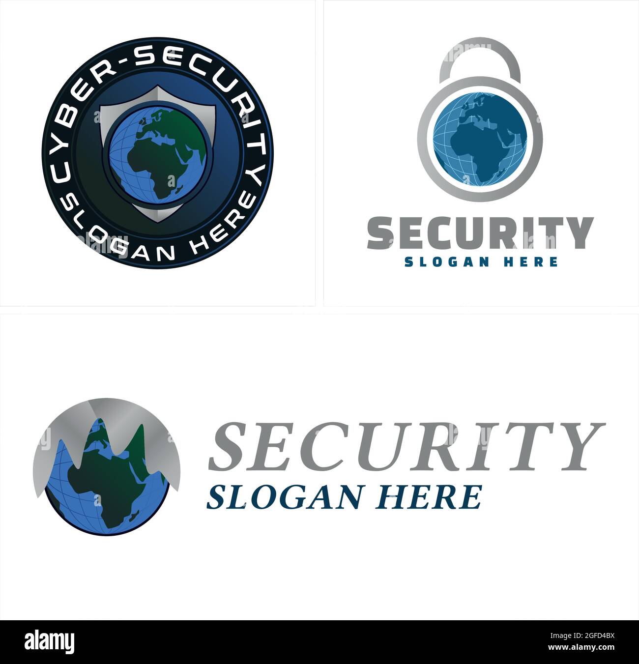 Globe and padlock logo technology cyber security design Stock Vector