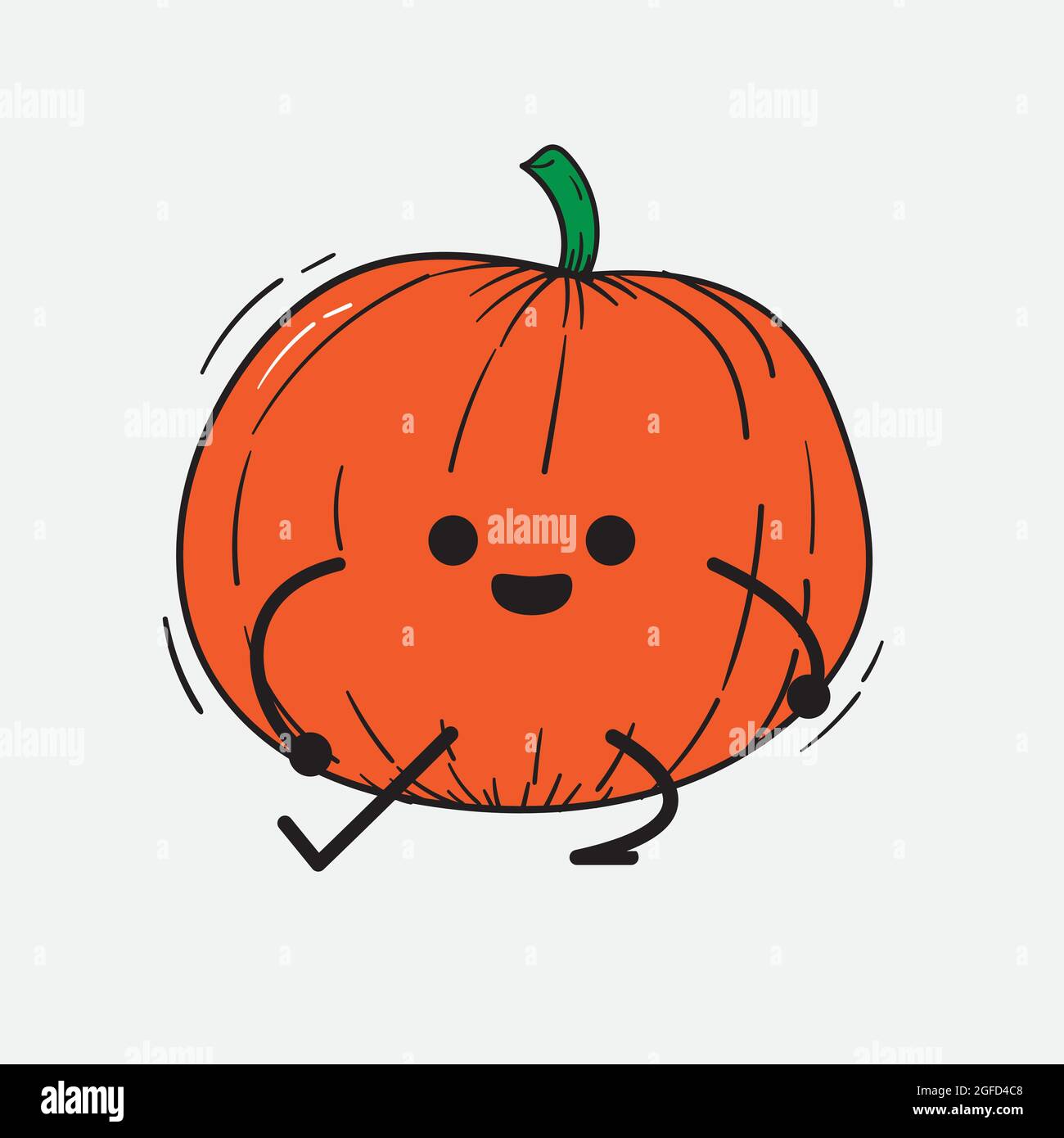 Vector Illustration of Pumpkin Character with cute face and simple body  line drawing on isolated background Stock Vector Image & Art - Alamy