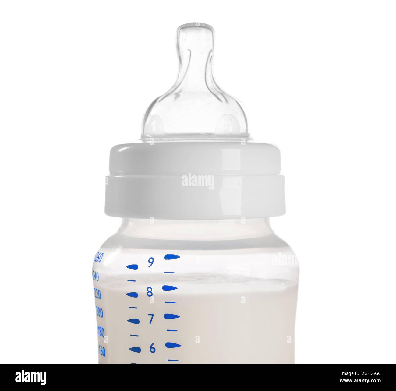 Baby milk bottle isolated on white Stock Photo Alamy