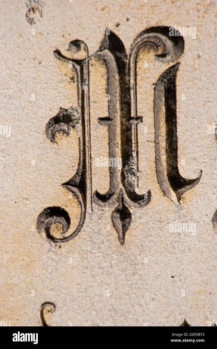 Gothic typeface is the most calligraphic form of blackletter. Stock Photo