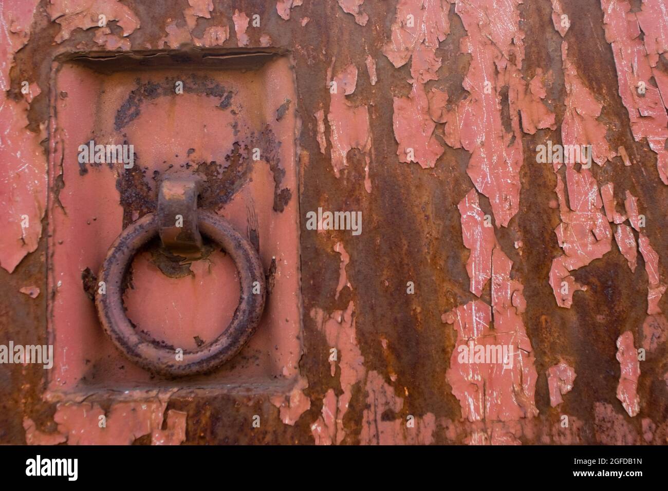 Rust layers, structured weathered iron surface. Stock Photo