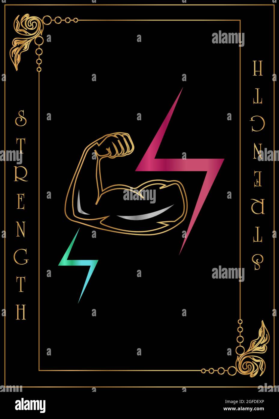 Tarot card Strength Stock Vector