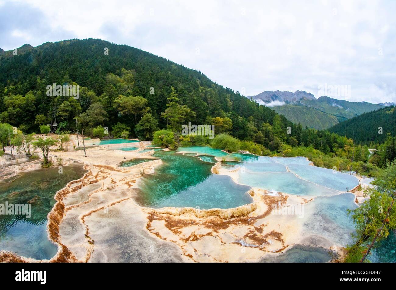 Huanglong national park in Songpan county Sichuan province China Stock Photo