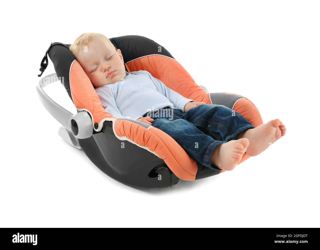 Beautiful baby sleeping in car seat Stock Photo Alamy
