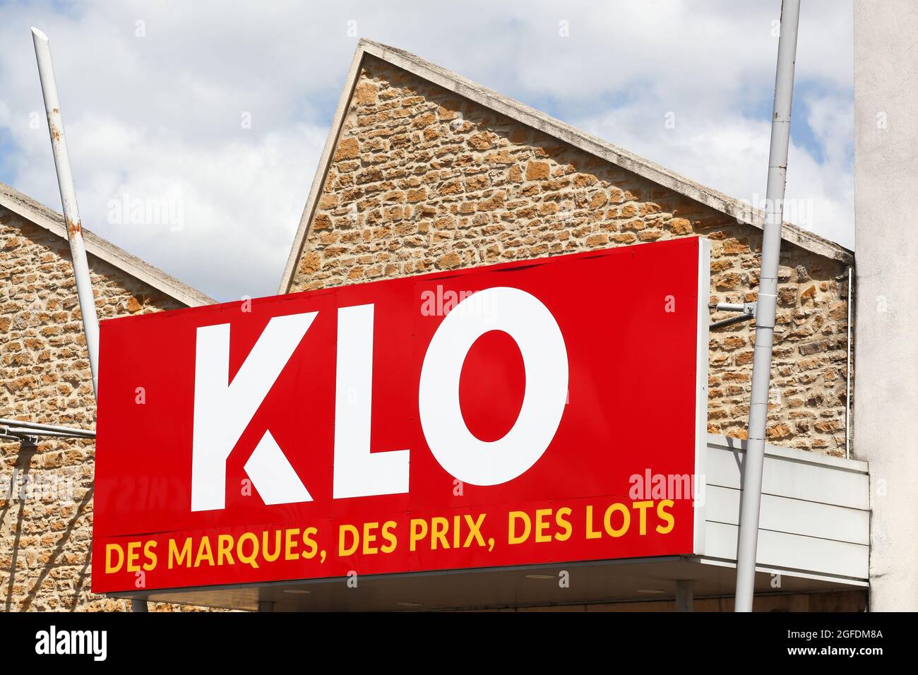 Villefranche, France - July 10, 2021: KLO logo on a building. KLO is the specialist in branded product destocking Stock Photo