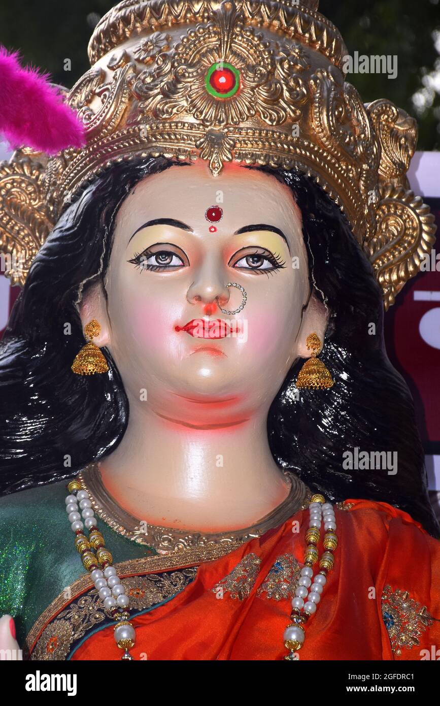 Sculpture of Hindu Goddess Durga, Goddess Durga idol with ...