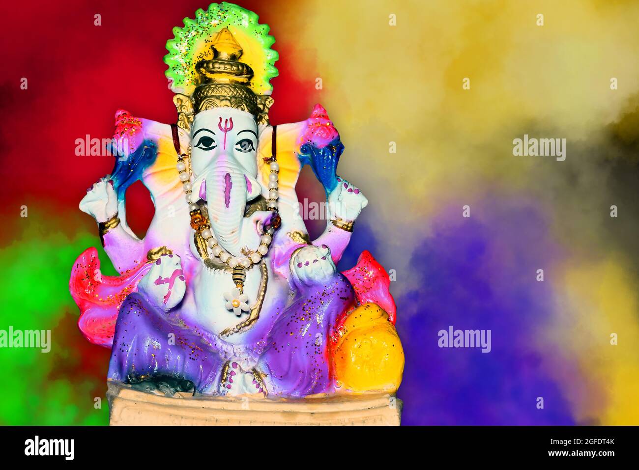 The lord of ganesha. Lord Ganesha on colorful Background, Hindu God Ganesha. Ganesha colorful Idol. Indian culture Stock Photo