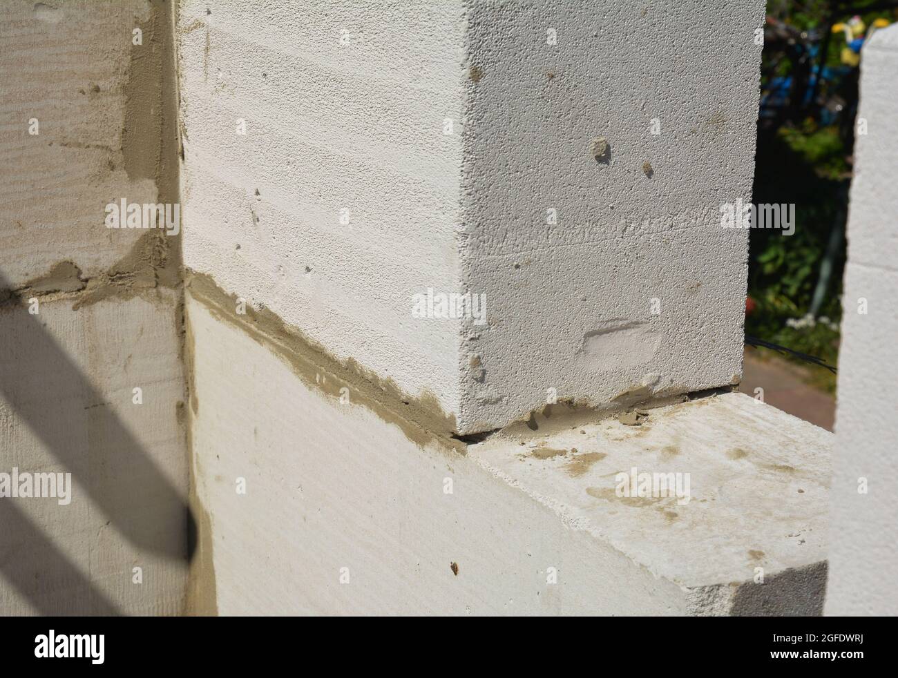 The Wall Made From Aerated Autoclaved Concrete Blocks Brick Wall Construction Stock Photo Alamy