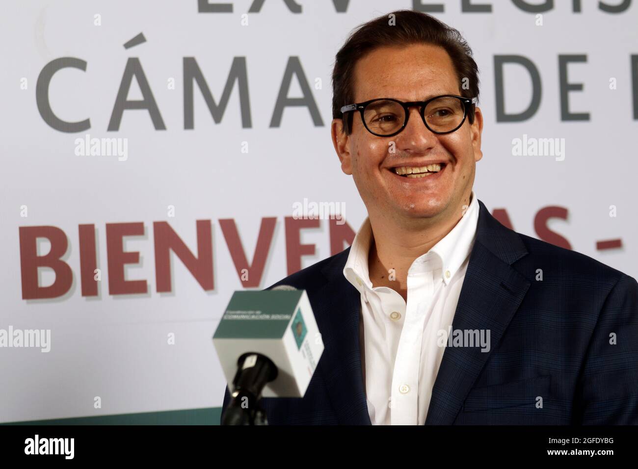 MEXICO CITY, MEXICO - AUGUST 24: Salomon Chertorivski Woldenberg speaks  during a press conference to announce the resume legislative activities  starting on September 1 at the Chamber of Deputies of Mexico on