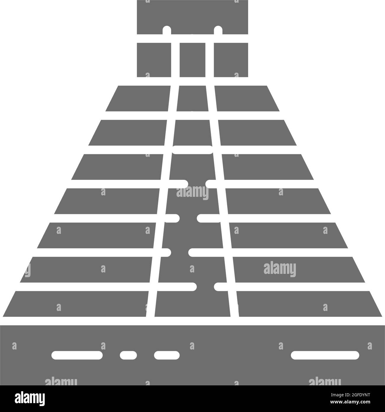 Chichen Itza, Pyramid of Kukulkan, Palenque, Tulum, Teotihuacan grey icon. Stock Vector
