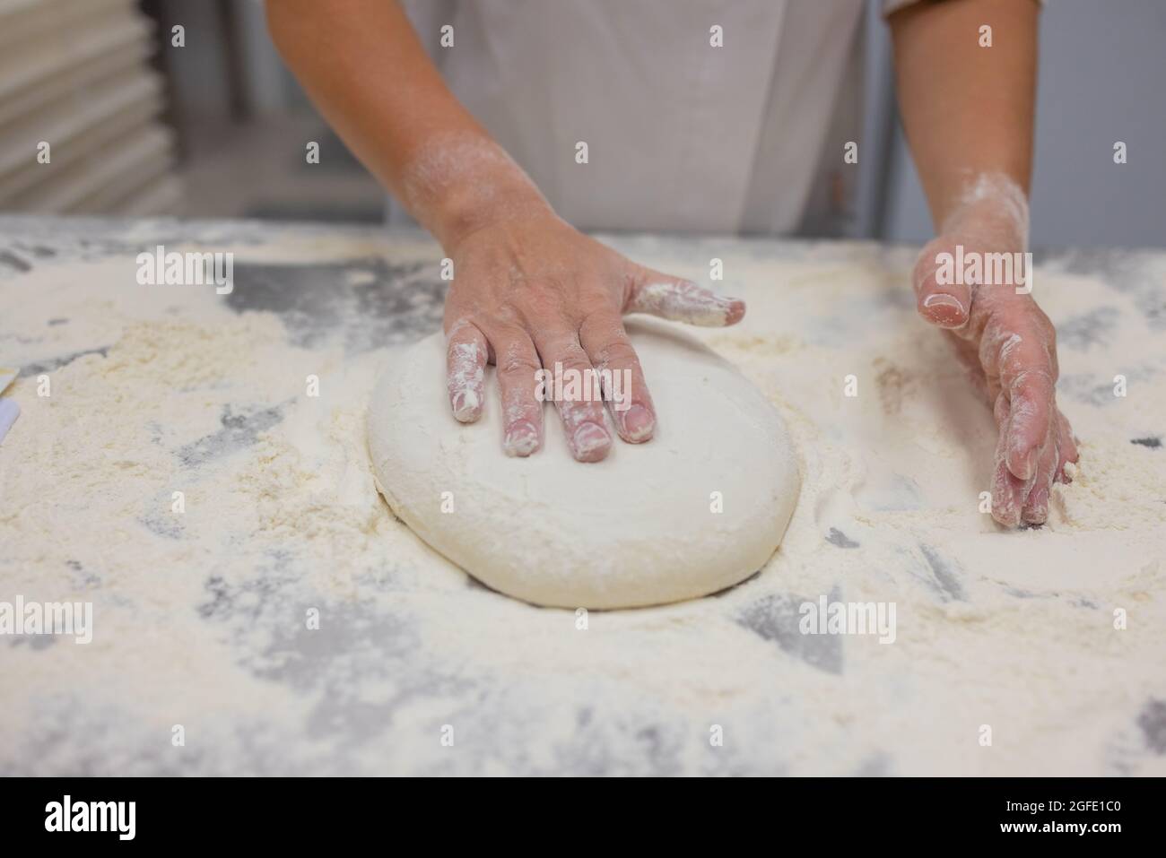 Close up of woman Kneading Pizza Dough Stock Photo - Alamy