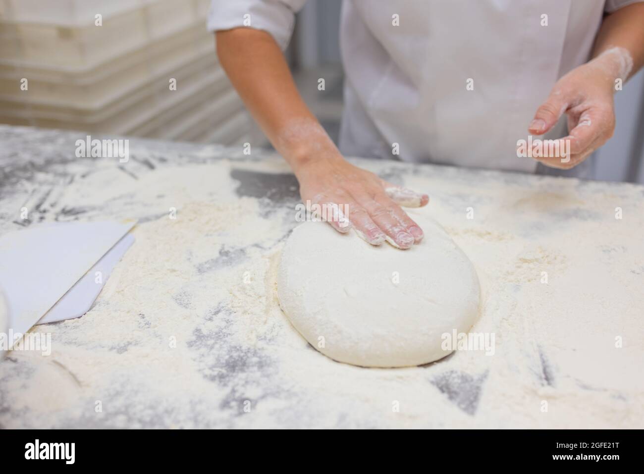 Close up of woman Kneading Pizza Dough Stock Photo - Alamy