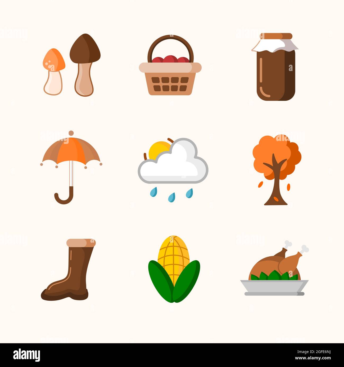 autumn icon set vector with flat design additional image can be edit layer by layer Stock Vector