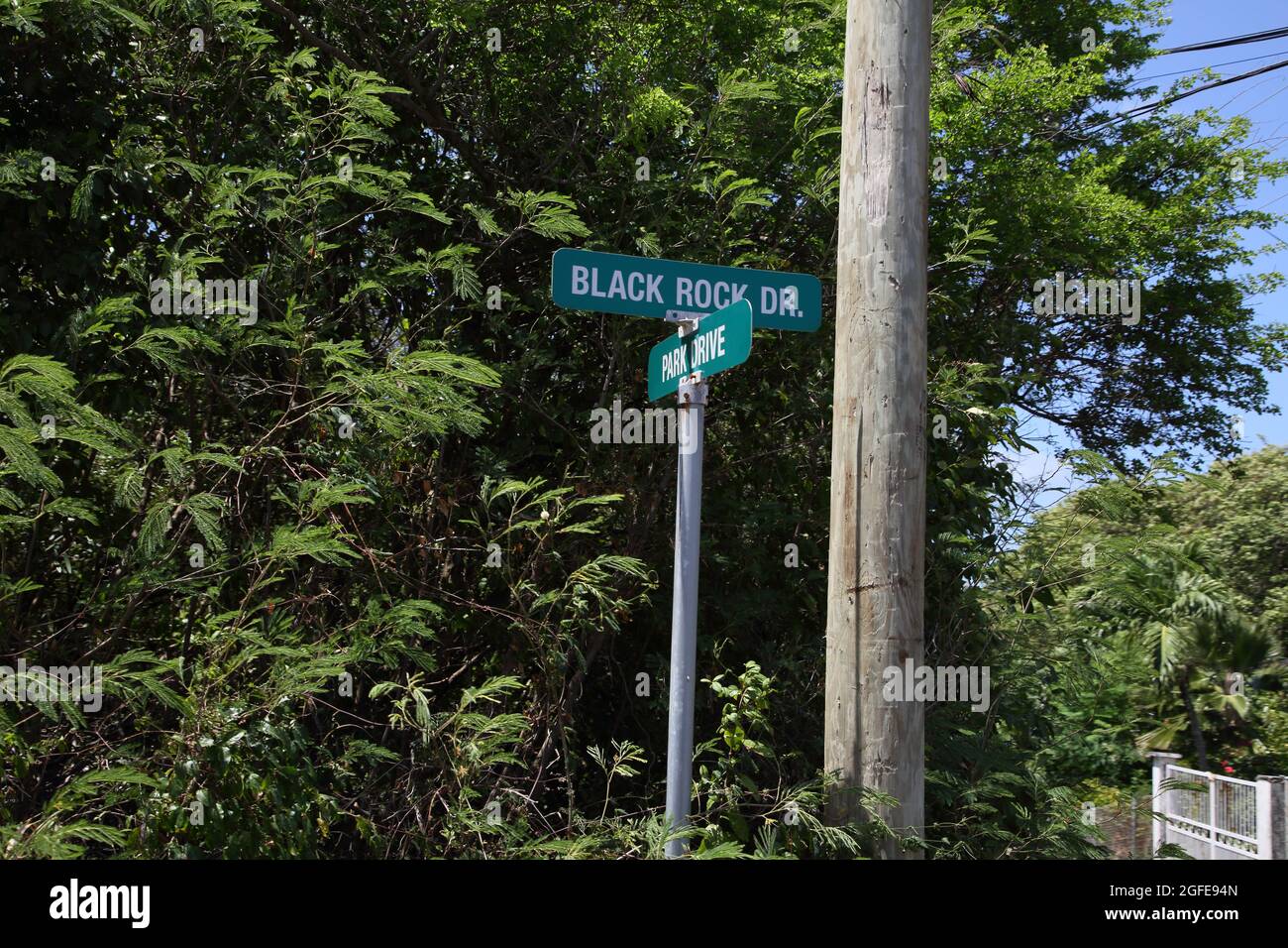 L'anse Aux Epines Grenada Signpost part of a primarily residential community Stock Photo