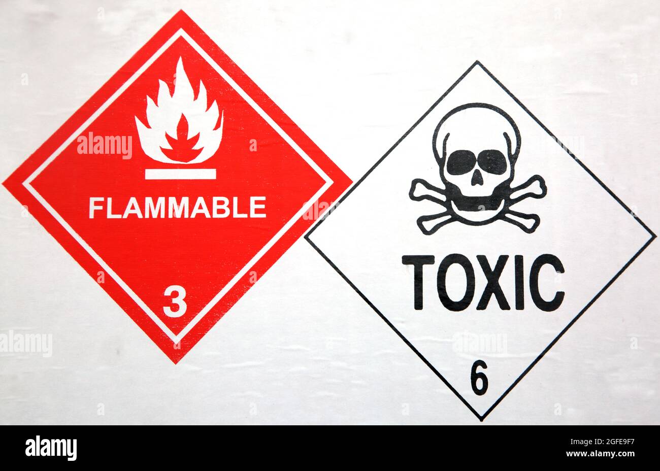 Flammable and Toxic Labels Stock Photo