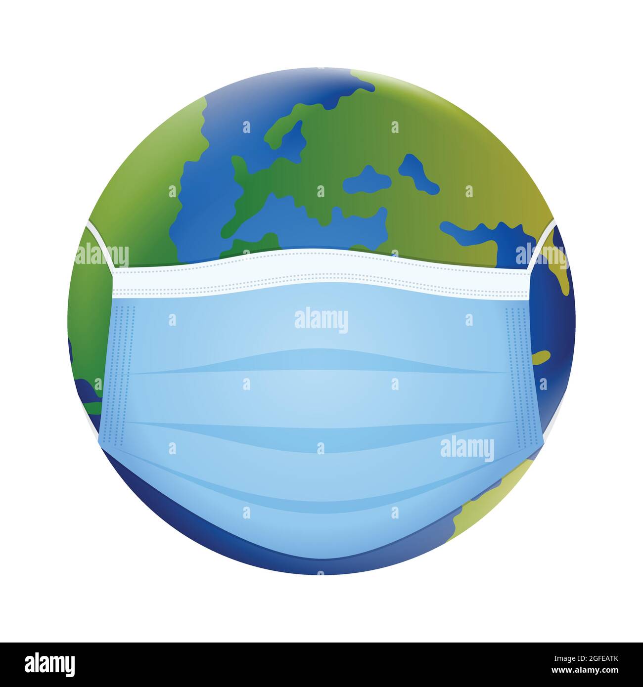 Earth with mask vector illustration  isolated. Globe flat design vector illustration for banner, web and infographics. Stock Vector