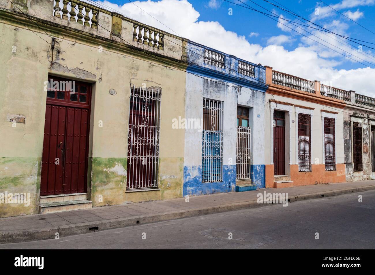 Colorful houses in the center of Camaguey, Cuba Stock Photo Alamy