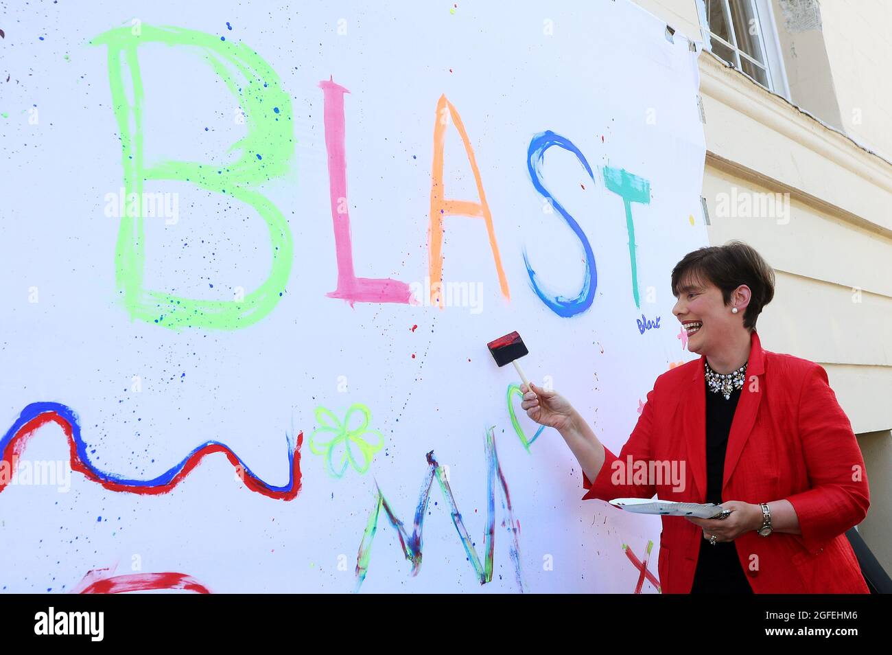 Education Minister Norma Foley at the Department of Education, Dublin, during the launch of a logo design competition for students to represent BLAST – Bringing Live Arts to Students and Teachers. Picture date: Wednesday August 25, 2021. Stock Photo
