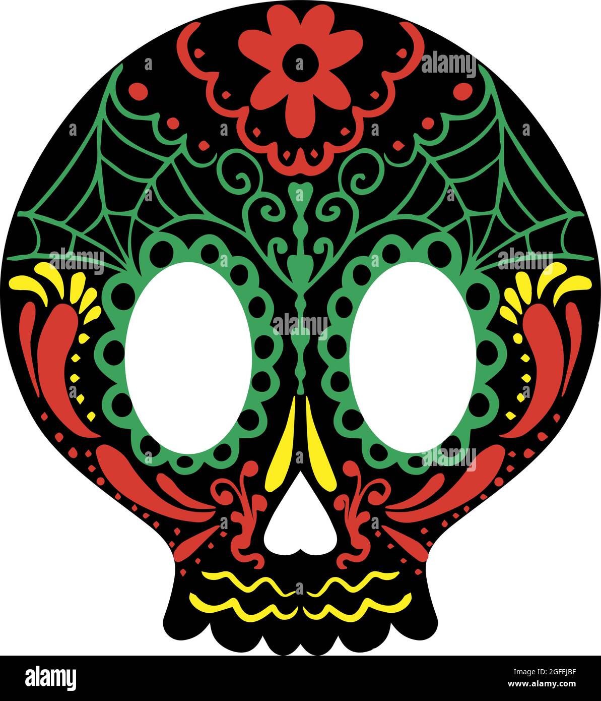 Day Of The Dead Skull. Skull sugar flower. Skull tattoo. Vector ...