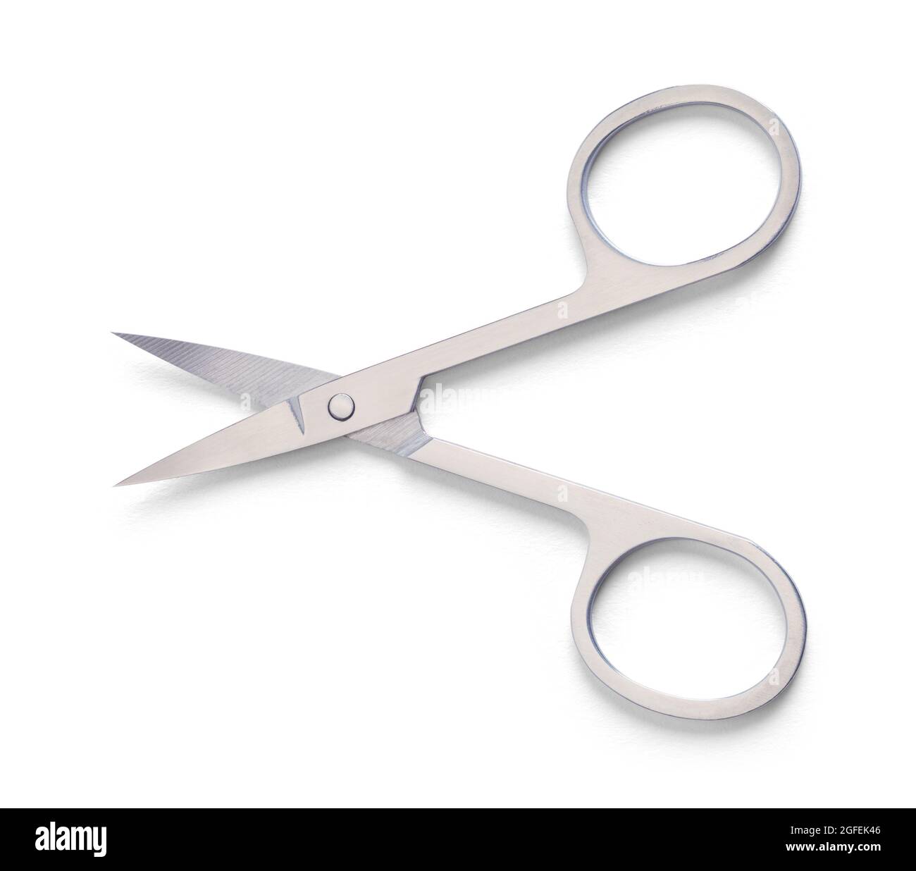 Small Nail Scissors Cut Out on White. Stock Photo