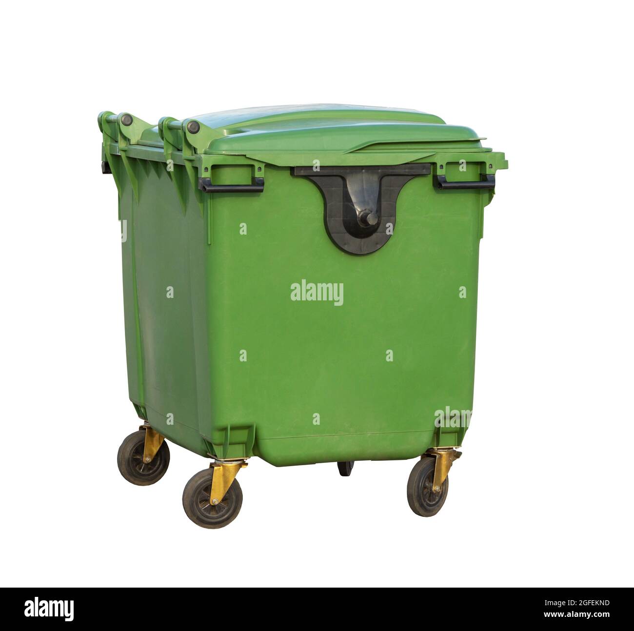 Trash can recycling on wheels isolated on white background Stock Photo