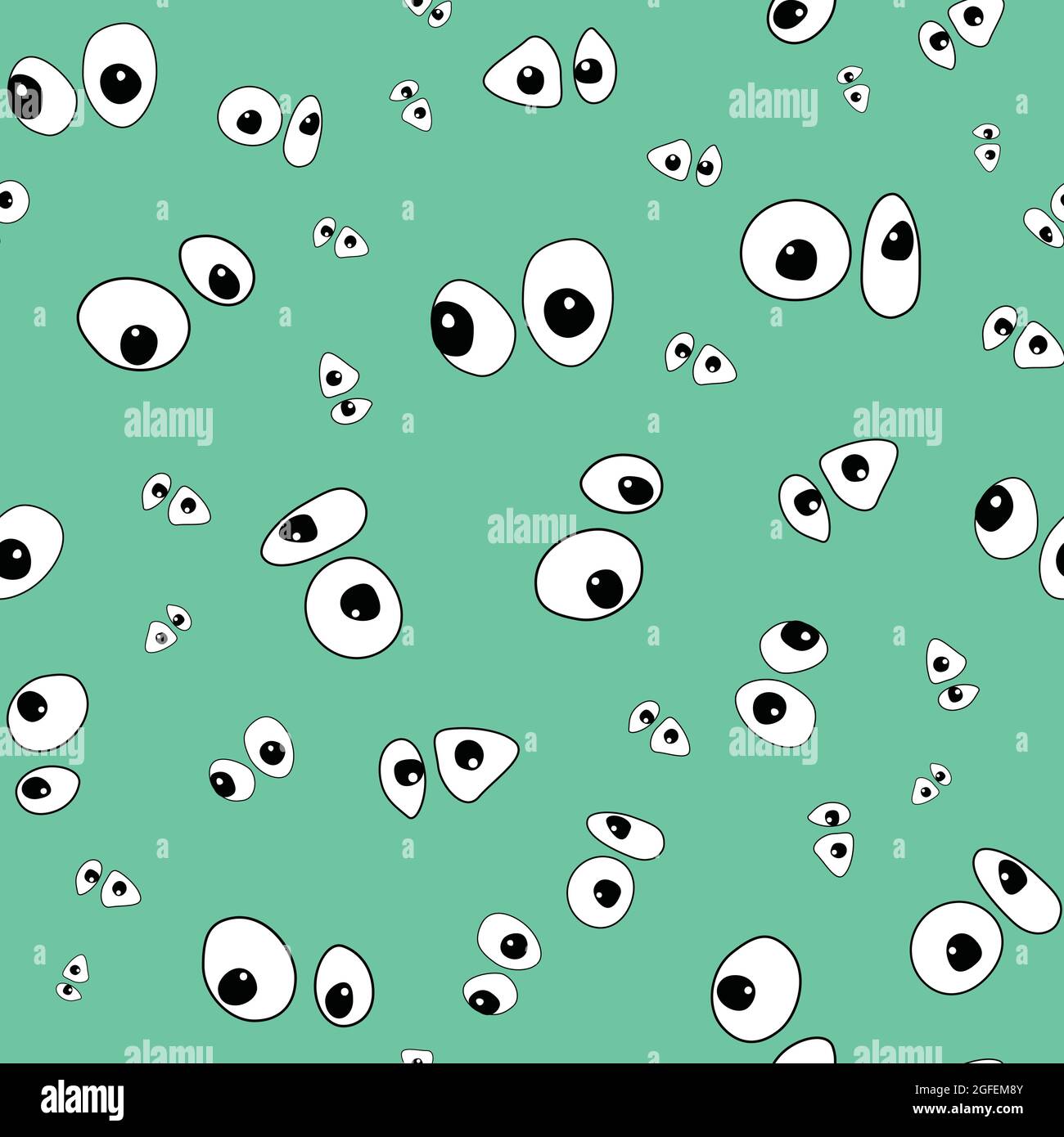 Google eyes in pastel mint green seamless vector repeat Stock Vector