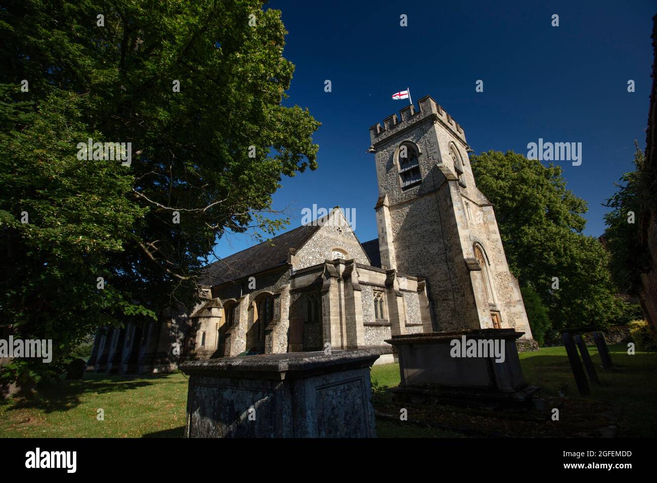 Chenies, Buckinghamshire, UK, July 2021, View of Chenies Church Stock Photo