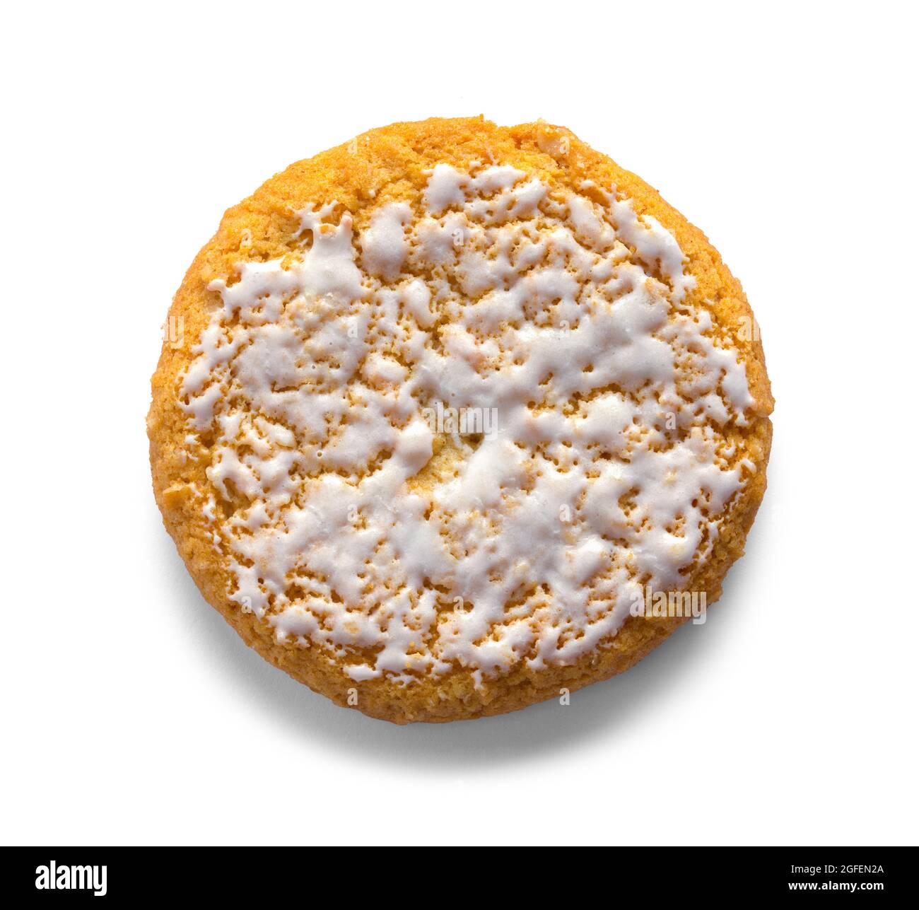 Frosted Oatmeal Cookie Cut Out on White. Stock Photo