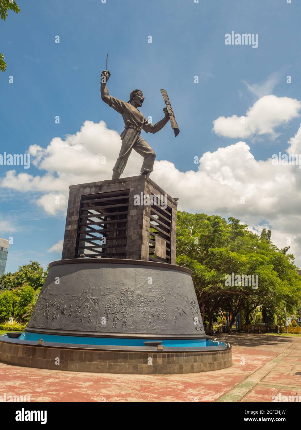 Ambon, Indonesia - Feb, 2018: Statue of Patung Pattimura (Thomas Matulessy) an Indonesian National Heroes, Ambon City near Lapangan Merdeka Ambon, Pat Stock Photo