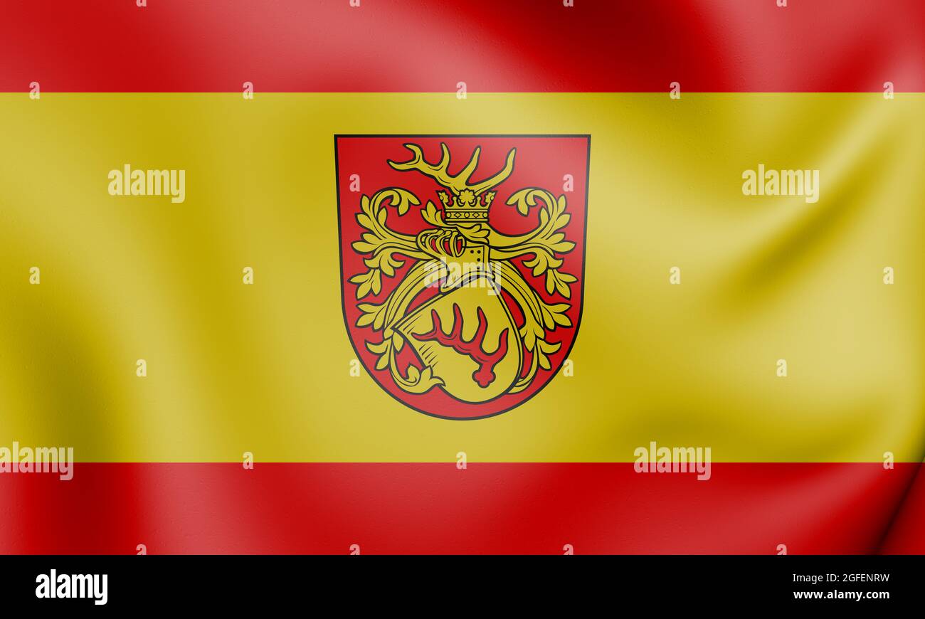 3D Flag of Forst (Lausitz), Brandenburg. Germany. 3D Illustration. Stock Photo