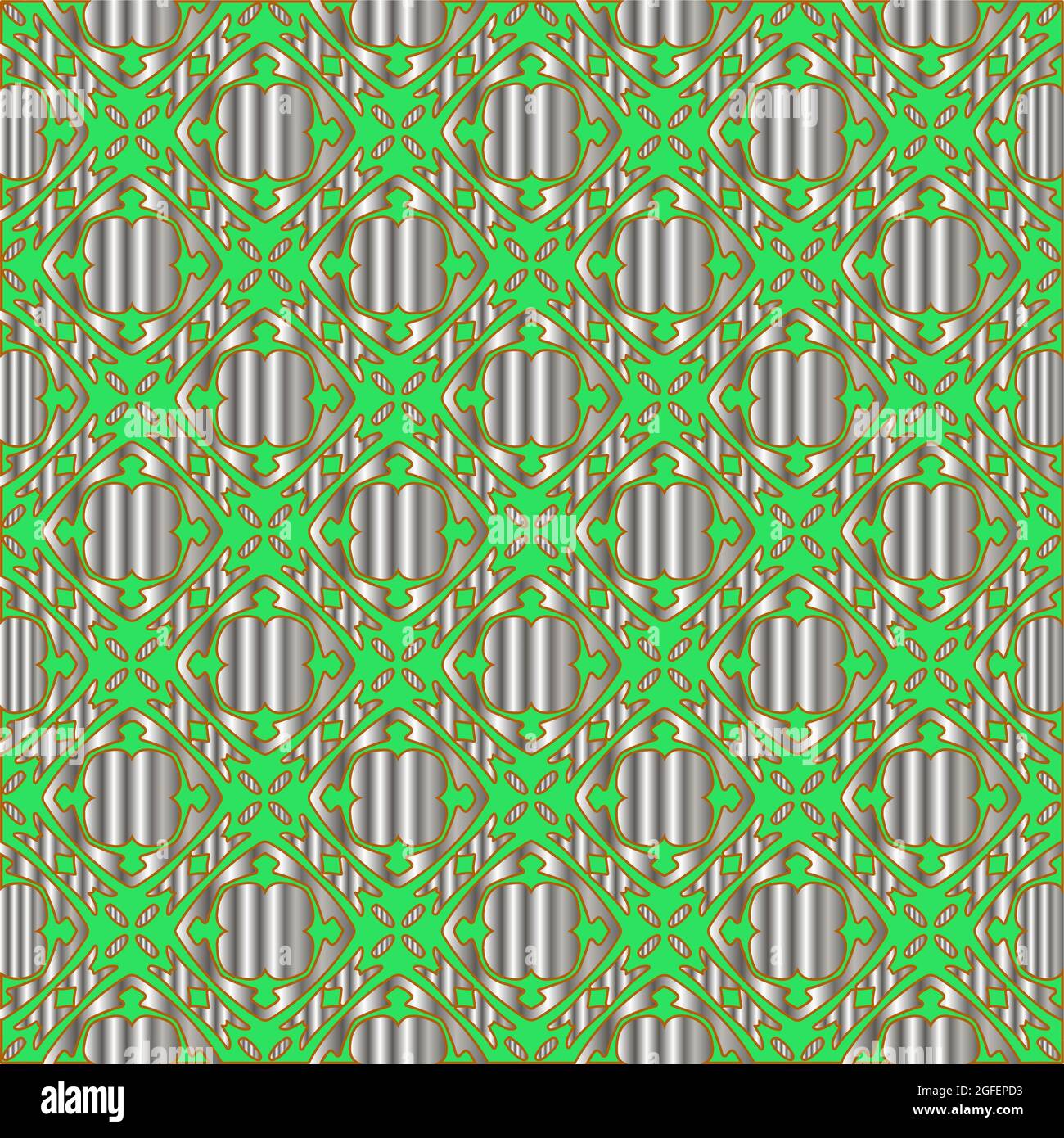 metal pattern on a green background. pattern for fabric, wallpaper ...