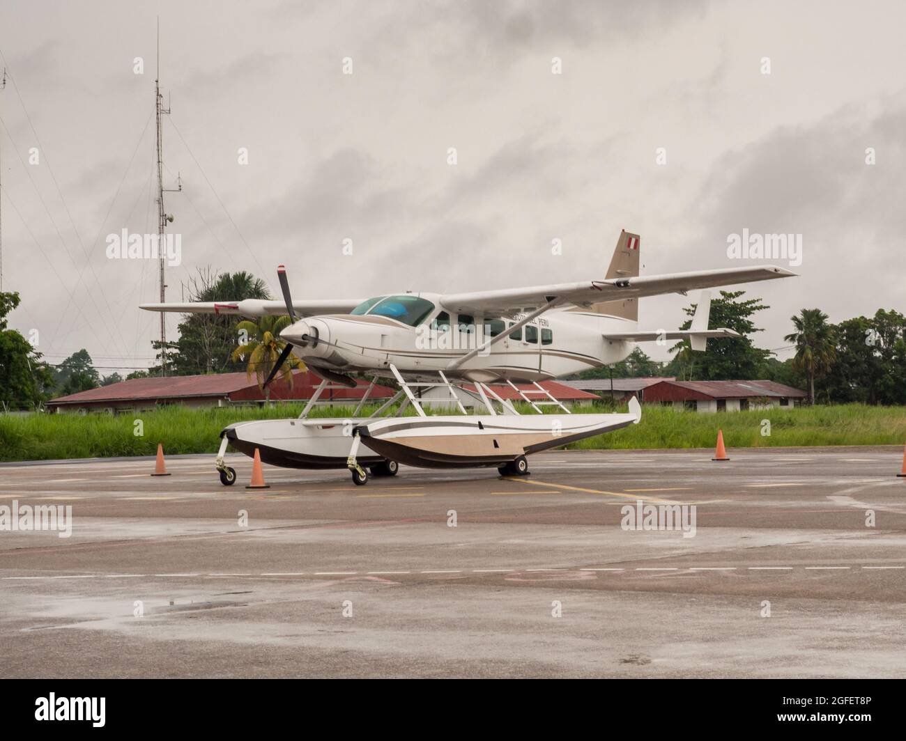 Iquitos, Peru - September, 2017: Hydrofoil at Iquitos airport. Peru, Latin America Stock Photo