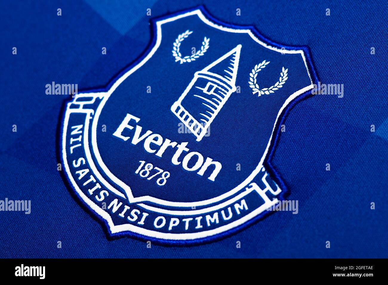 Close up of Everton FC kit 2020/21. Stock Photo