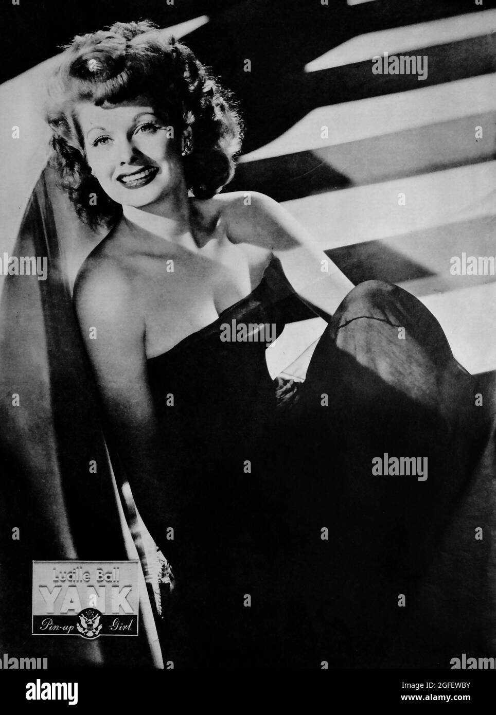 Lucille Ball (American actress, comedian, model, studio executive, and producer) pin-up photo from Yank, The Army Weekly, March 1945 Stock Photo