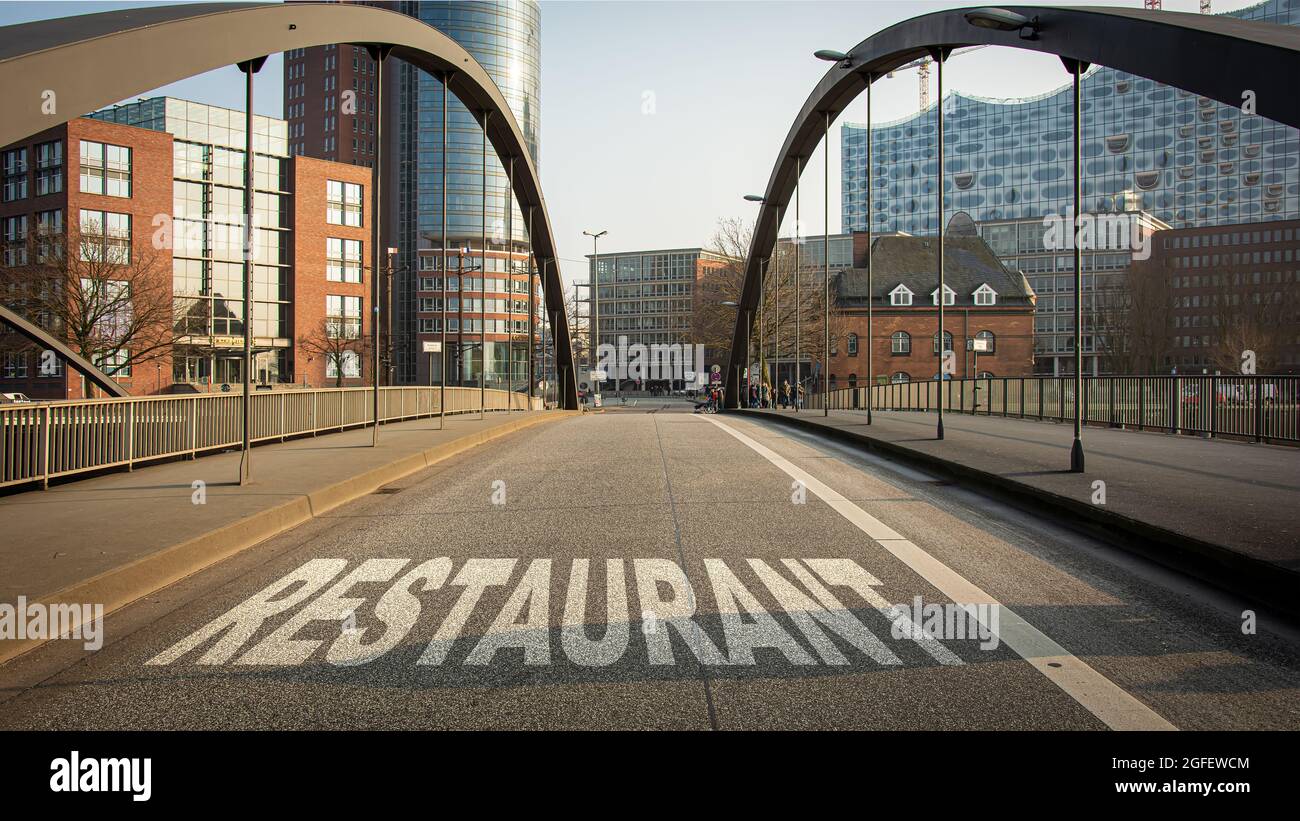 Street Sign the Direction Way to Restaurant Stock Photo - Alamy