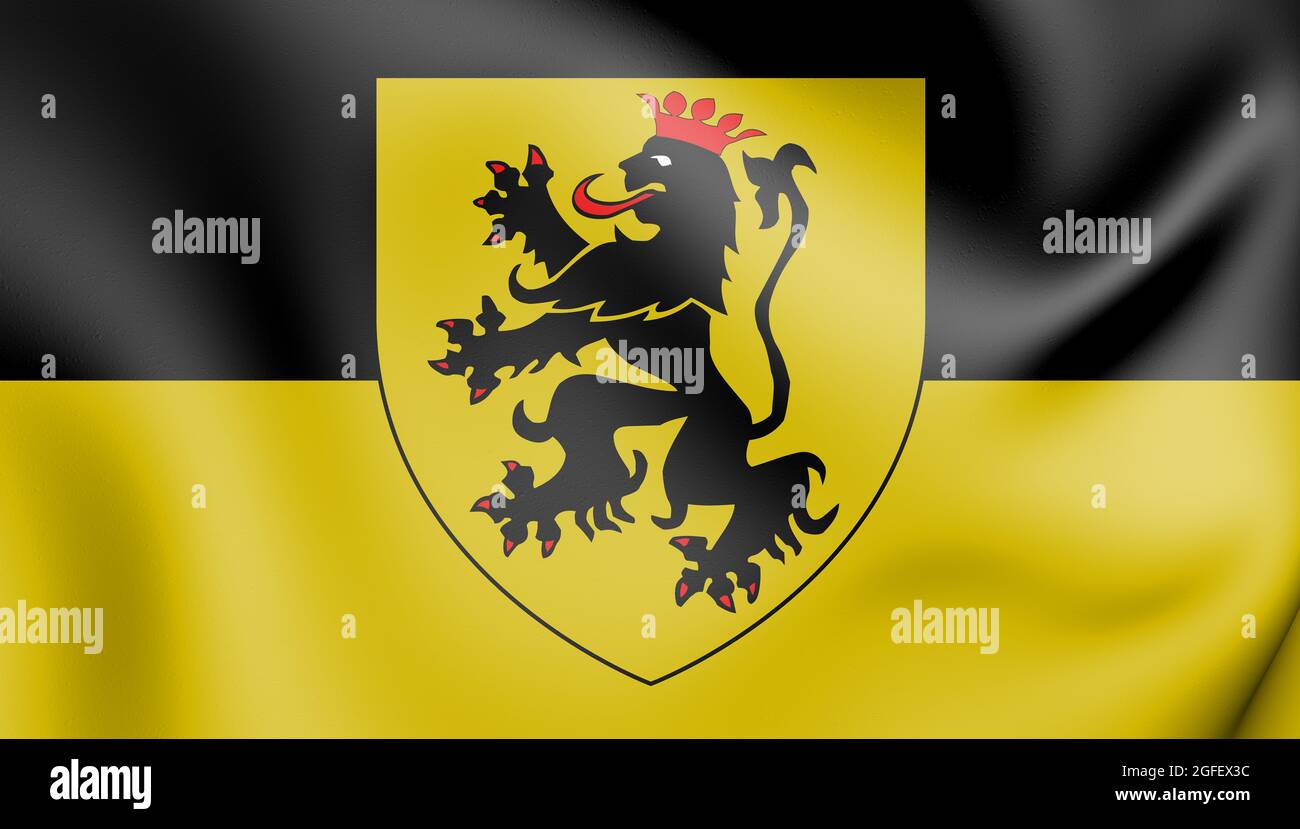 3D Flag of Namur, Belgium. 3D Illustration. Stock Photo