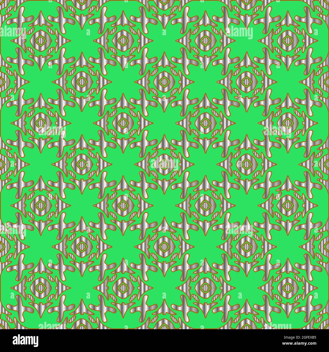 metal pattern on a green background. pattern for fabric, wallpaper ...