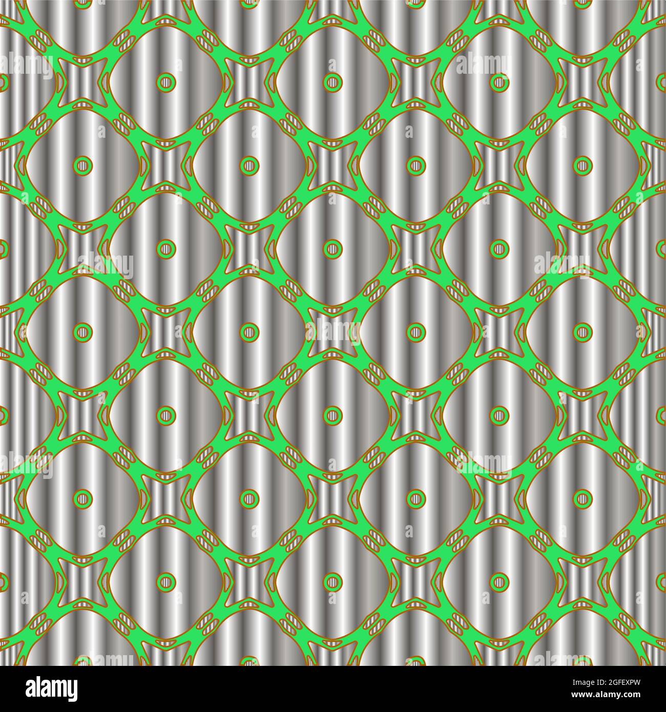 metal pattern on a green background. pattern for fabric, wallpaper ...