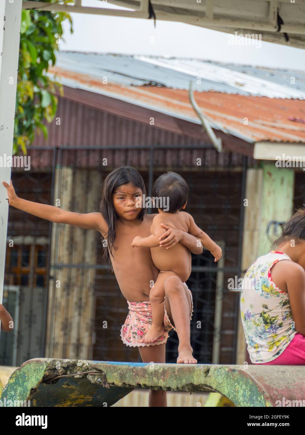 Amazonia. Latin America - Sep 2019: Portrait of a girl from trh Matis tribe  - local inhabitant of the Amazon rain forest.The Matis are named as the Ja  Stock Photo - Alamy