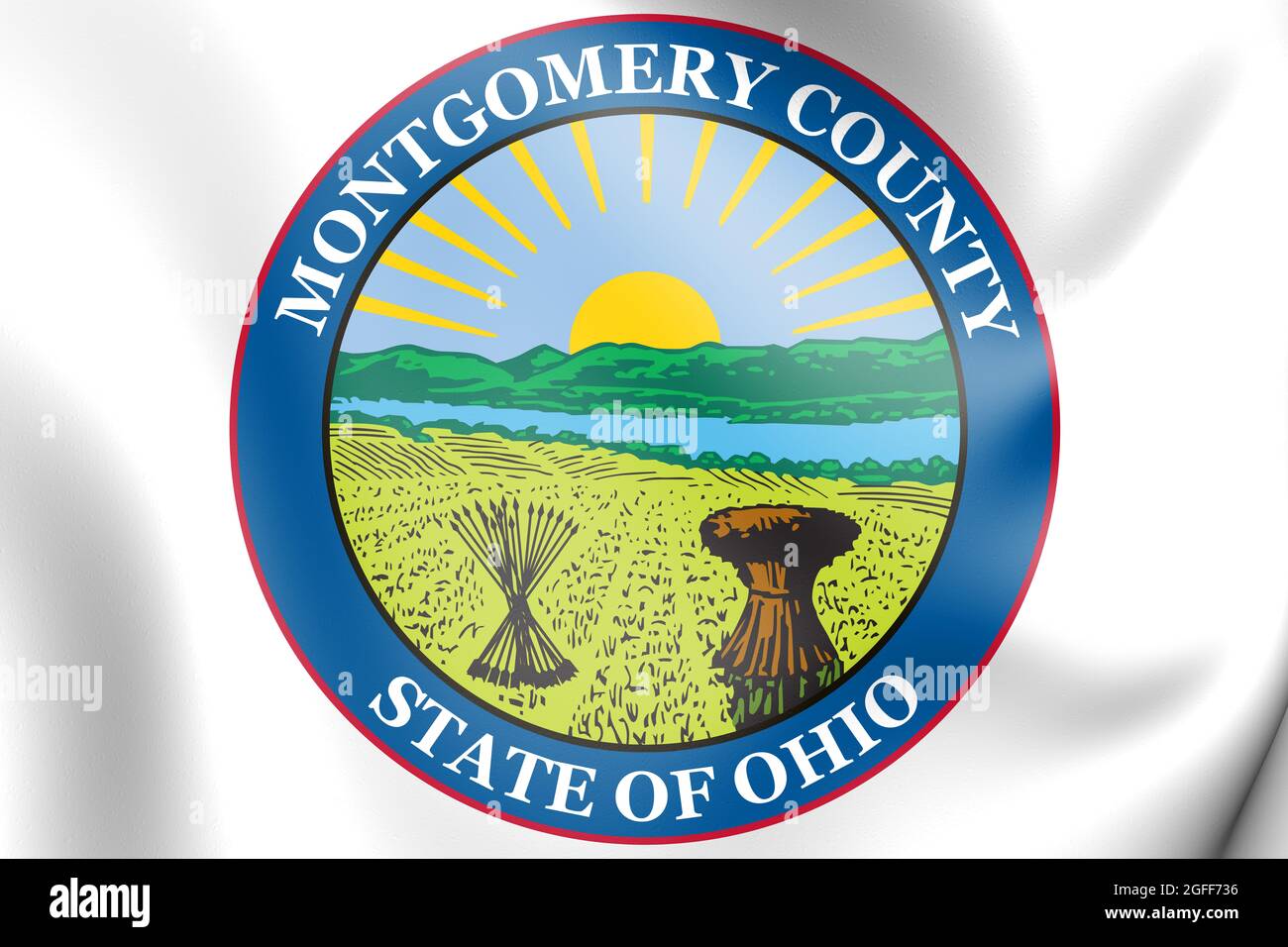 3D Seal of Montgomery county (Ohio state), USA. 3D Illustration. Stock Photo