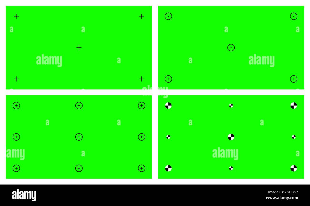 Chroma key, blank green background with motion tracking points. Visual