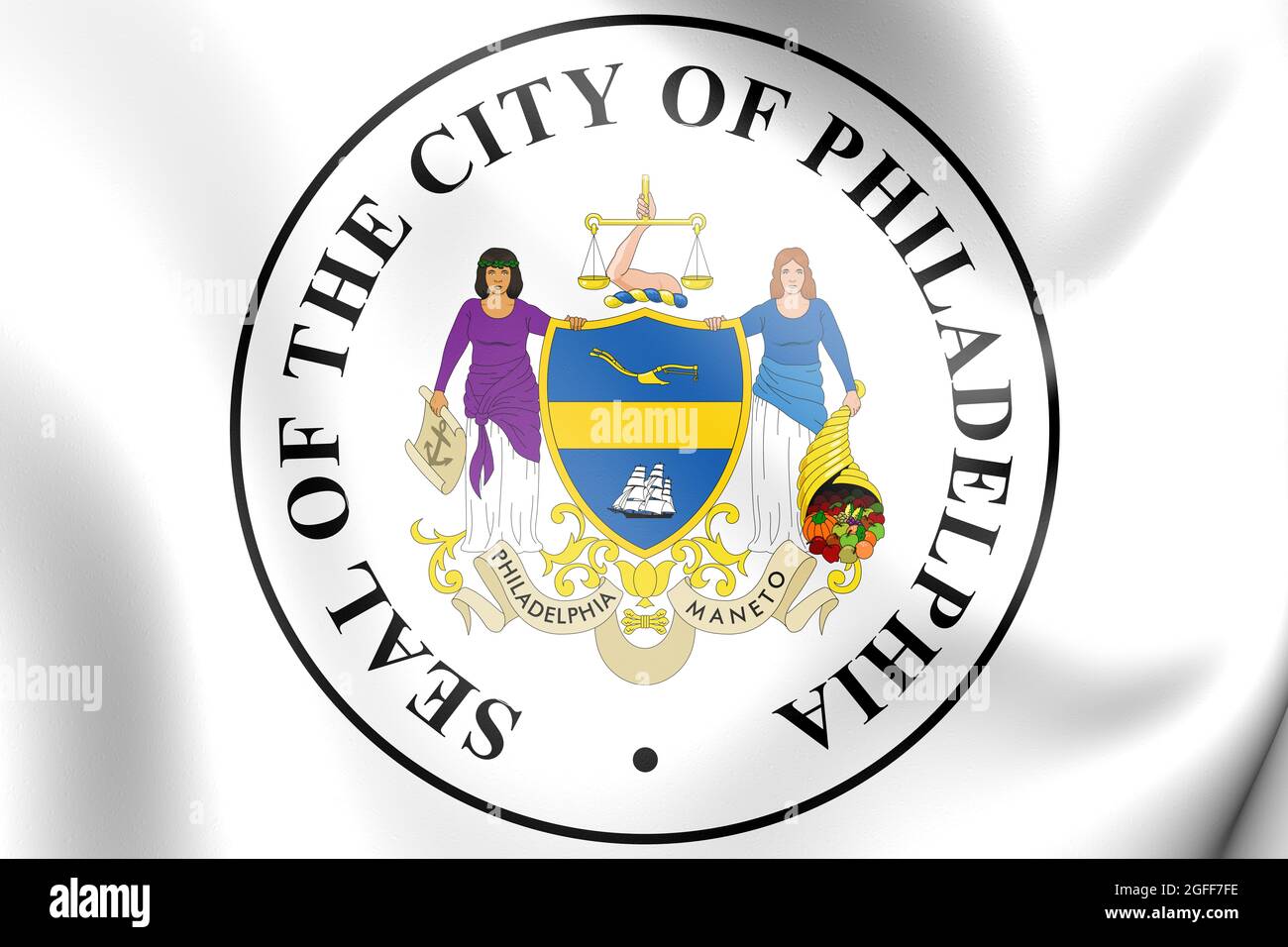 3D Seal of Philadelphia (Pennsylvania state), USA. 3D Illustration. Stock Photo