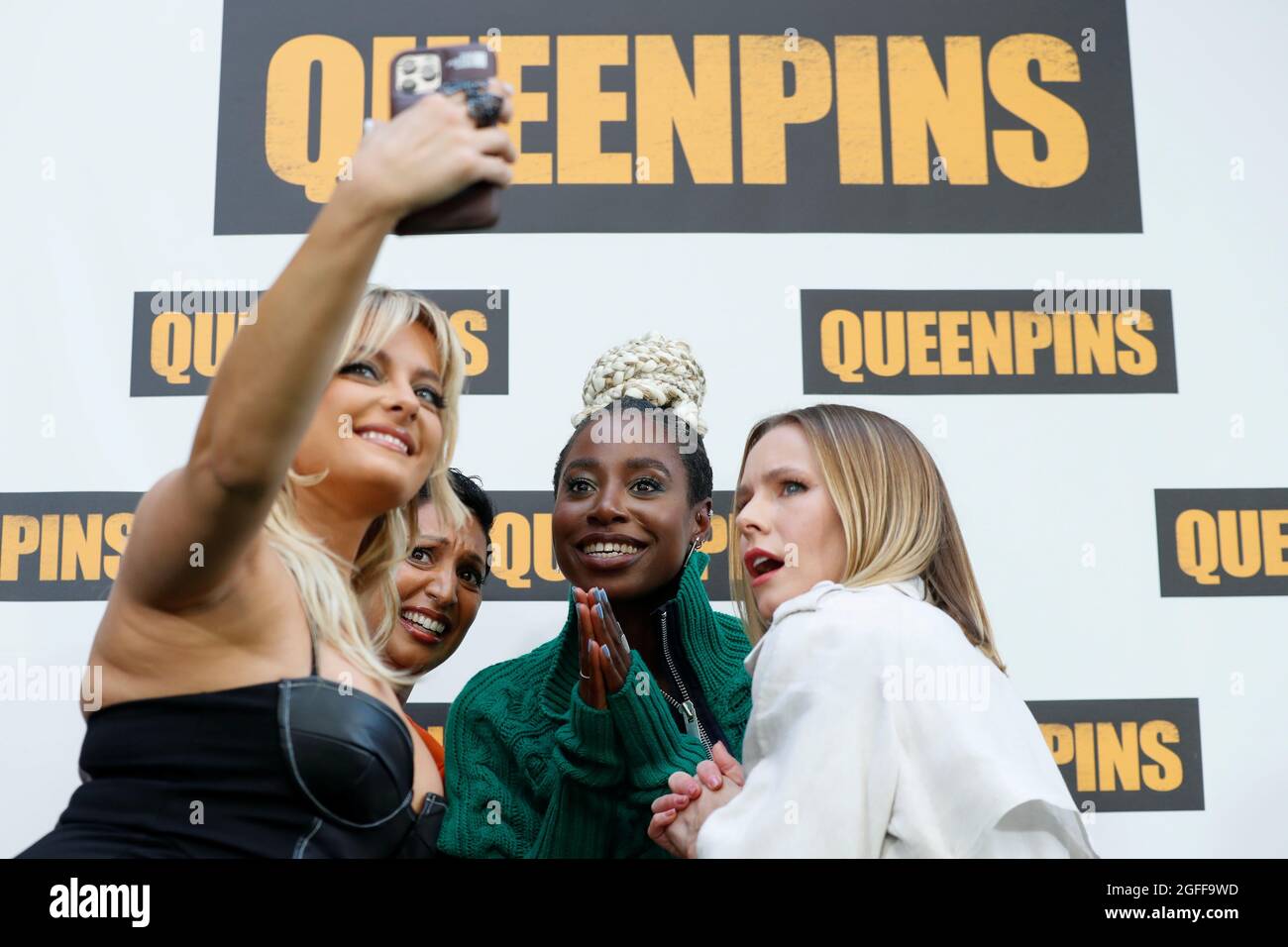 Cast Members Kristen Bell Kirby Howell Baptiste Bebe Rexha And Writer Director Gita Pullapilly Take A Selfie As They Attend A Photo Call For The Film Queenpins In Los Angeles California U S August 25 Cast Members Kristen Bell Kirby Howell Baptiste Bebe Rexha And Writer Director Gita Pullapilly Take A Selfie As They Attend A Photo Call For The Film Queenpins In Los Angeles California U S August 25