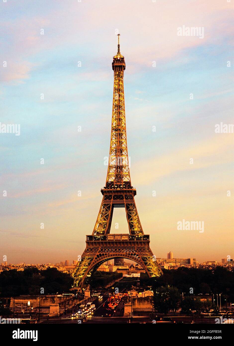 Eiffel Tower at twilight Stock Photo