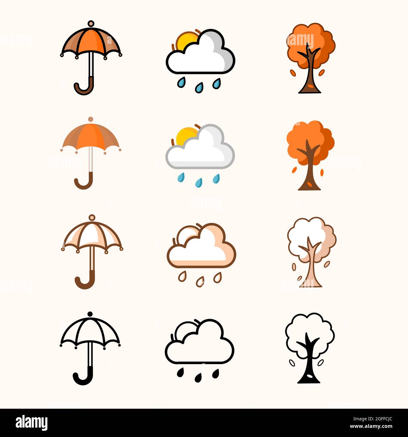 autumn icon set vector with different style additional image can be edit layer by layer Stock Vector