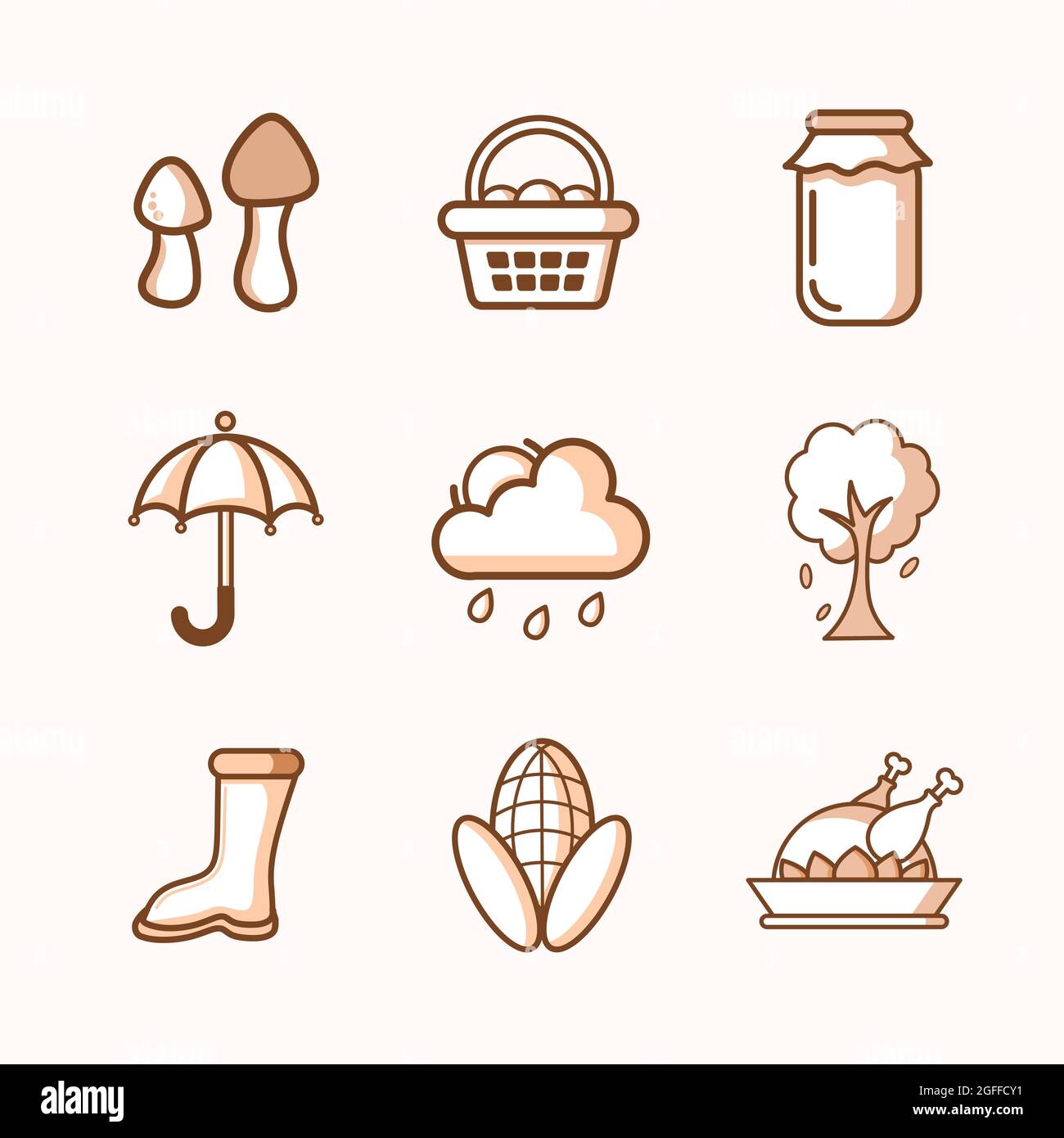 autumn icon set vector with three color design additional image can be edit layer by layer Stock Vector