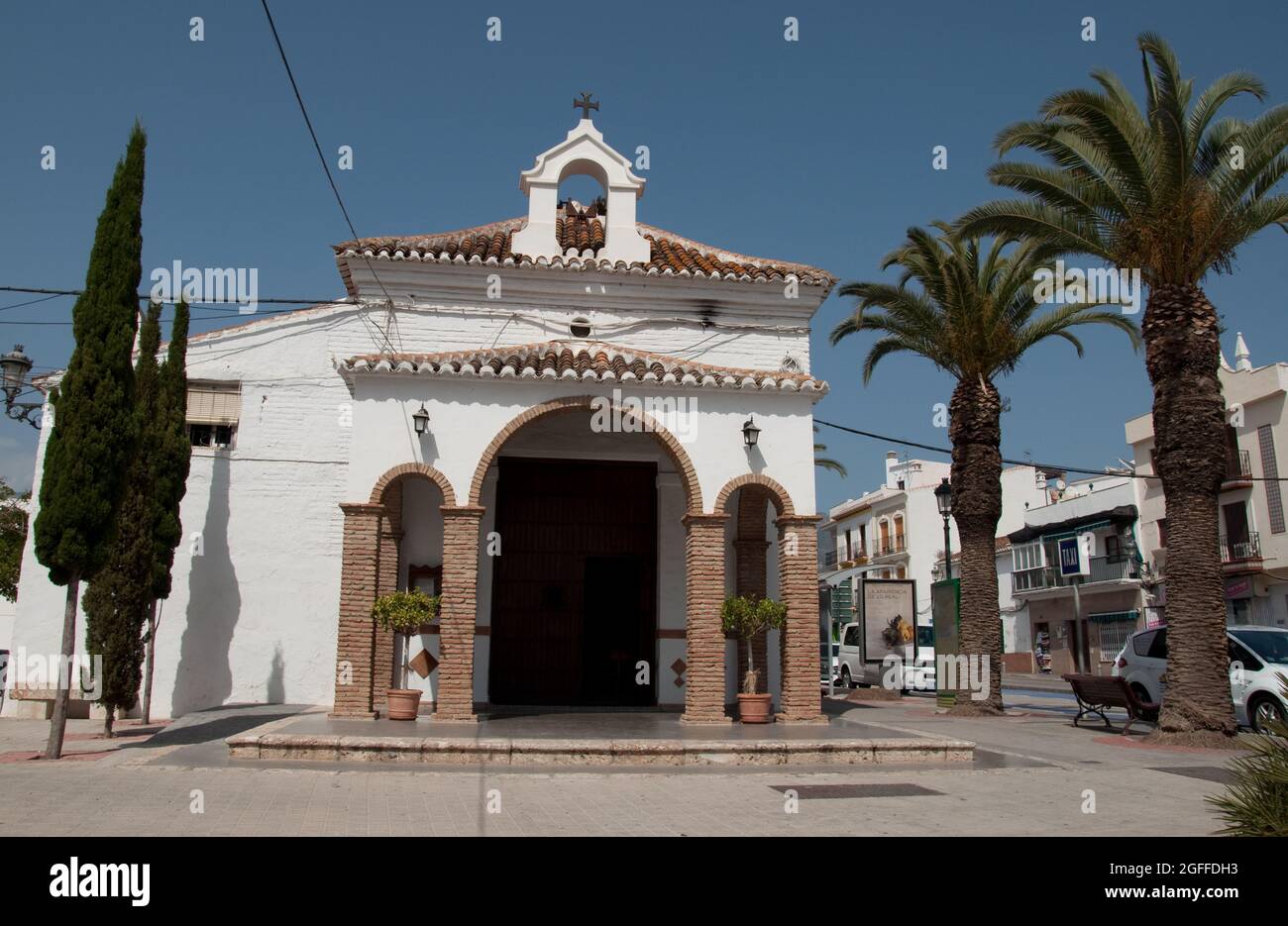 Entrance, La Ermita de Nuestra Señora de Las Angustias (Chapel of Our Lady of Anguish), Nerja, Province of Malaga, Andalucia, Spain Stock Photo