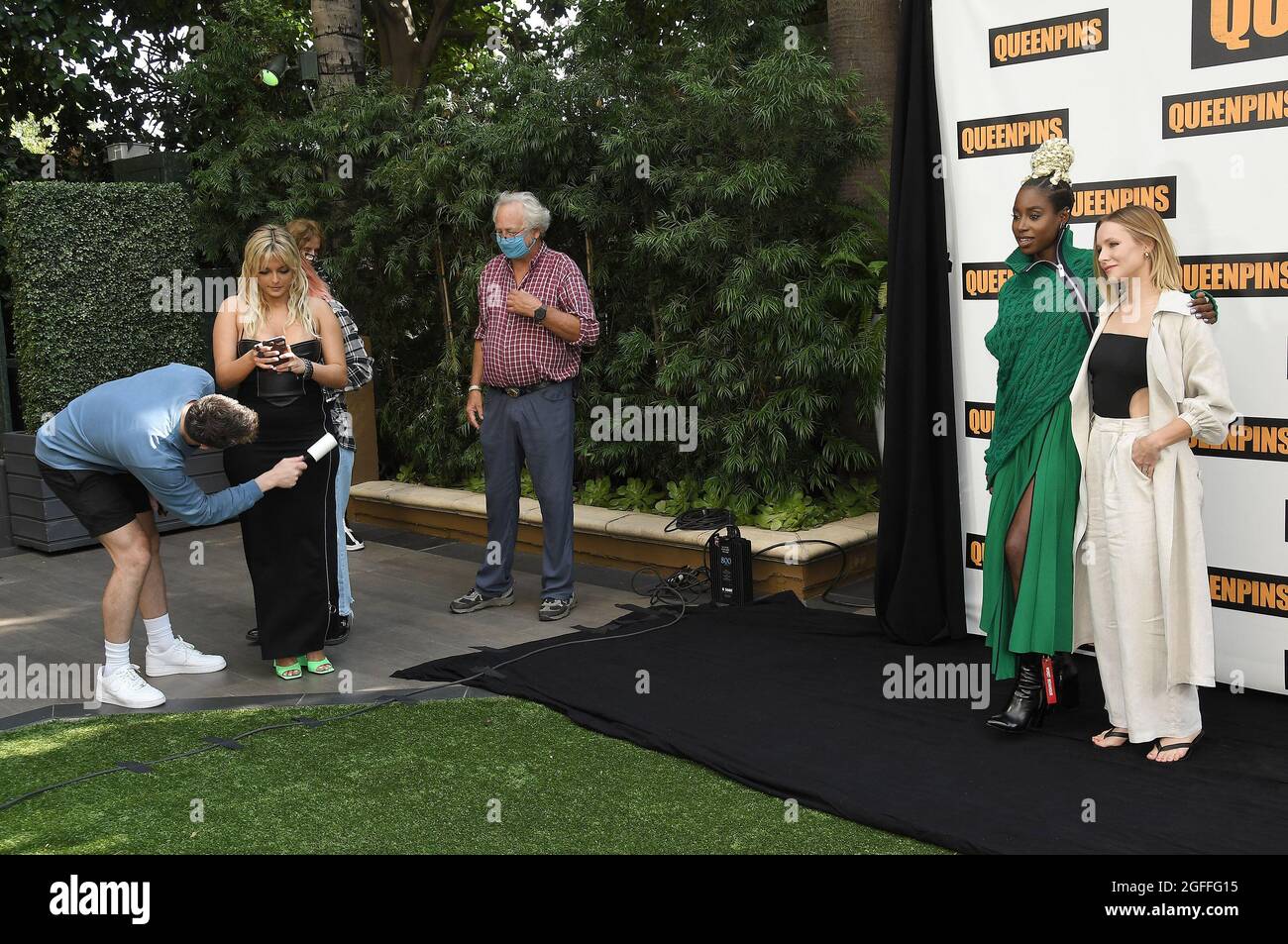 (L-R) Bebe Rexha, Kirby Howell-Baptiste and Kristen Bell at STX's