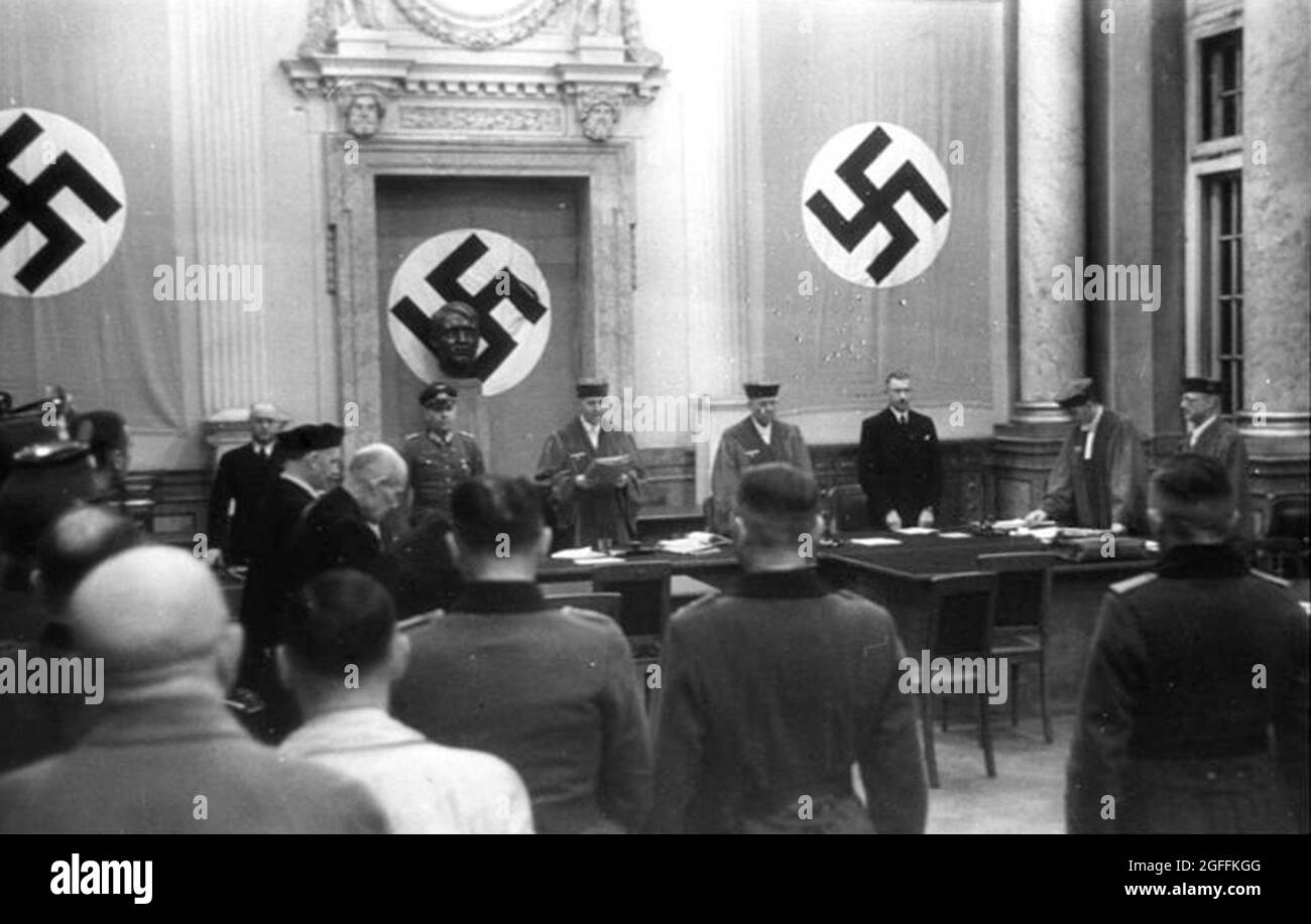 Roland Freisler at a trial on the Nazi People's Court. Credit: German Bundesarchiv Stock Photo